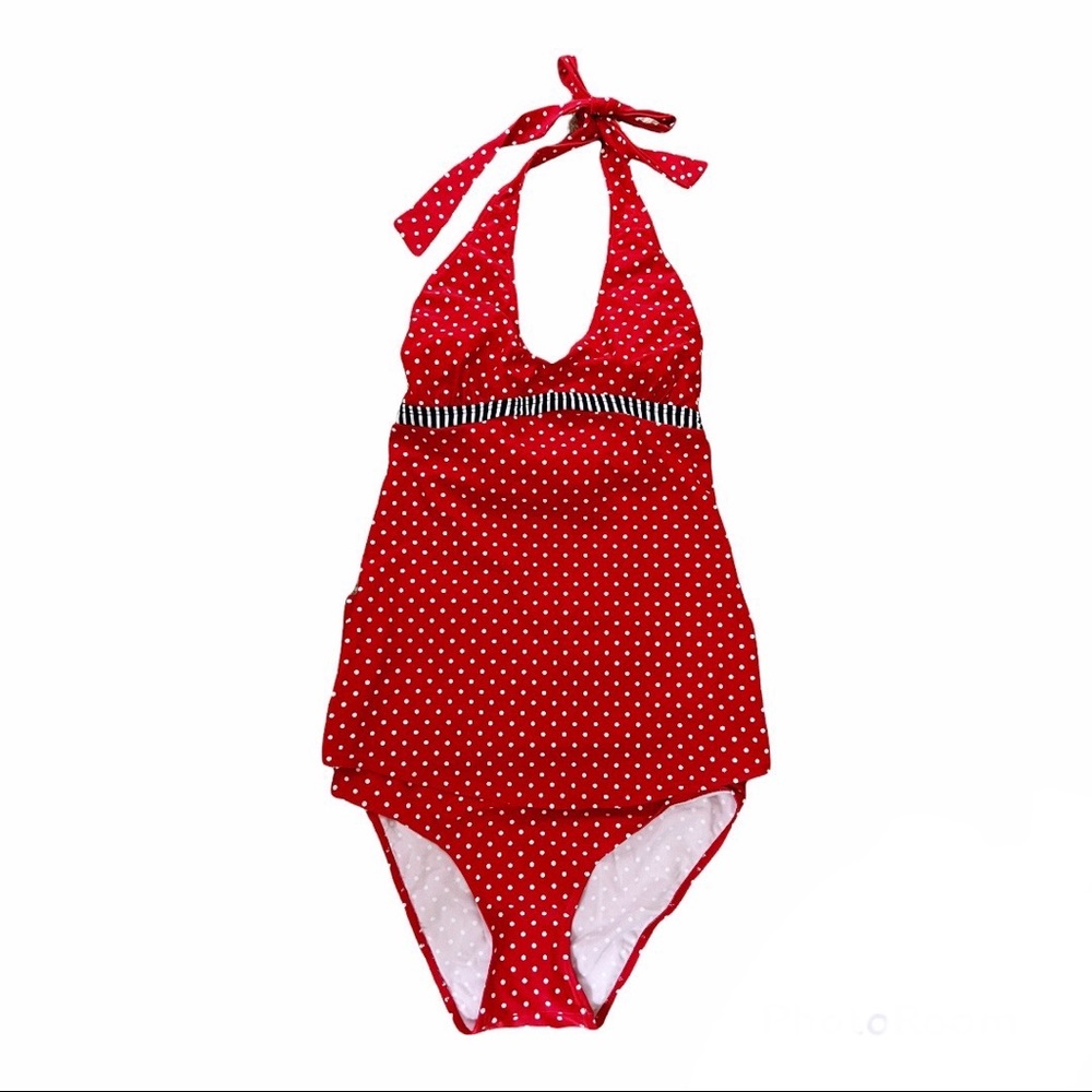 Prego Retro Red and White Polka Dot Maternity Tankini Set NWT Size Small